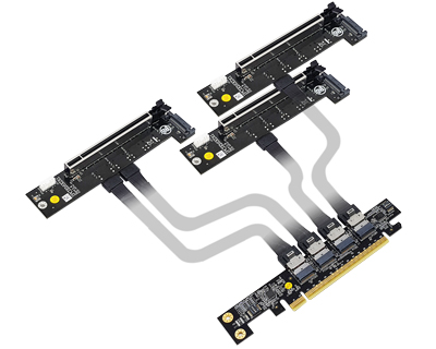 PCIEX16E-844S | PCIe x16 edge connector to one PCIe x8 and two PCIe x4 ...